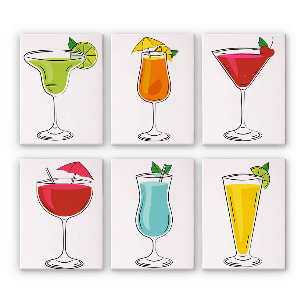 Cócteles de Diferentes Sabores 6 Partes Mini Pintar por Números