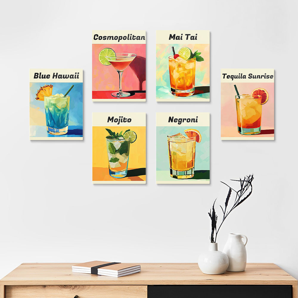 Cócteles Diversos 6 Partes Mini Pintar por Números