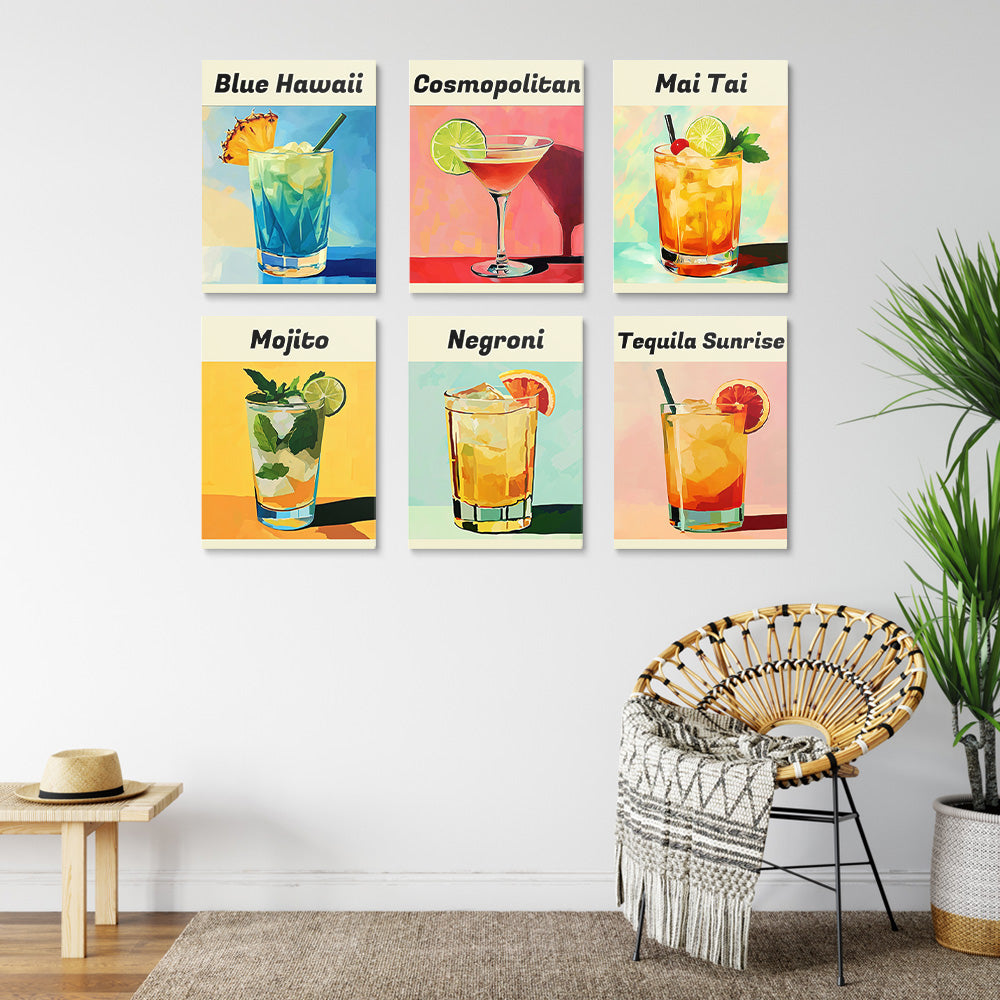 Cócteles Diversos 6 Partes Mini Pintar por Números