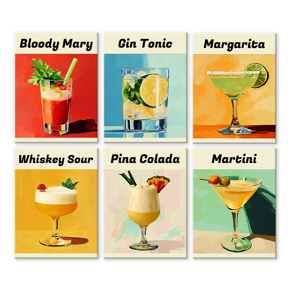 Cócteles Populares 6 Partes Mini Pintar por Números