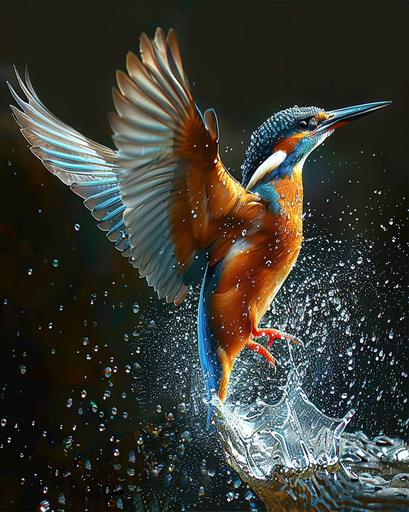 Colibrí Volando sobre Agua Pintar por Números