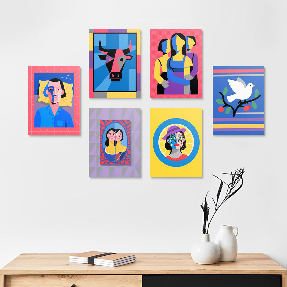 Cómic de Estilo Picasso Pop Arte 6 Partes Mini Pintar por Números