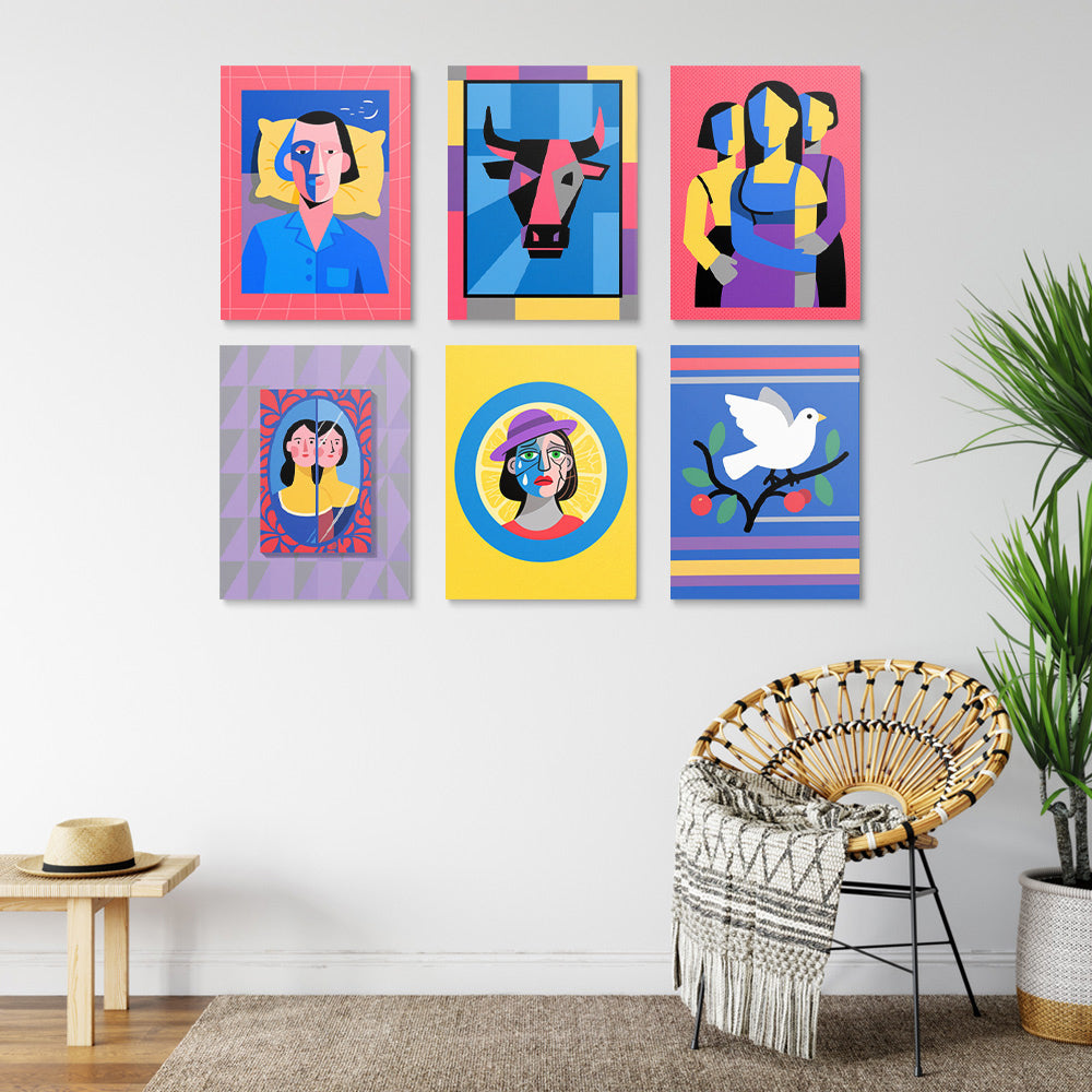 Cómic de Estilo Picasso Pop Arte 6 Partes Mini Pintar por Números