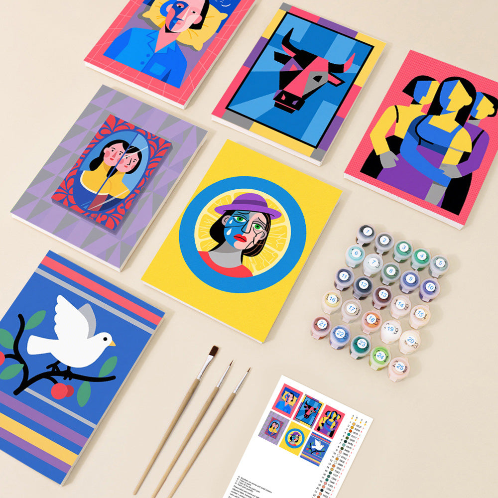 Cómic de Estilo Picasso Pop Arte 6 Partes Mini Pintar por Números