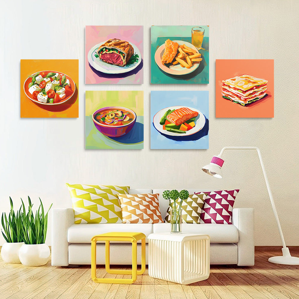 Comida China y Occidental 6 Partes Mini Pintar por Números
