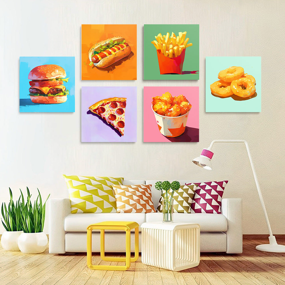 Comida Rápida Occidental 6 Partes Mini Pintar por Números
