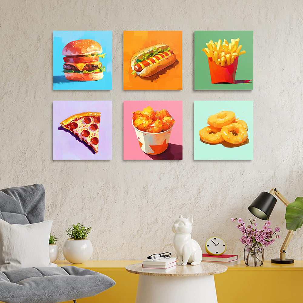 Comida Rápida Occidental 6 Partes Mini Pintar por Números
