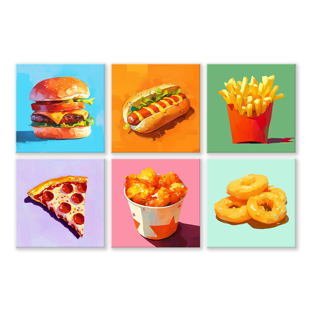 Comida Rápida Occidental 6 Partes Mini Pintar por Números