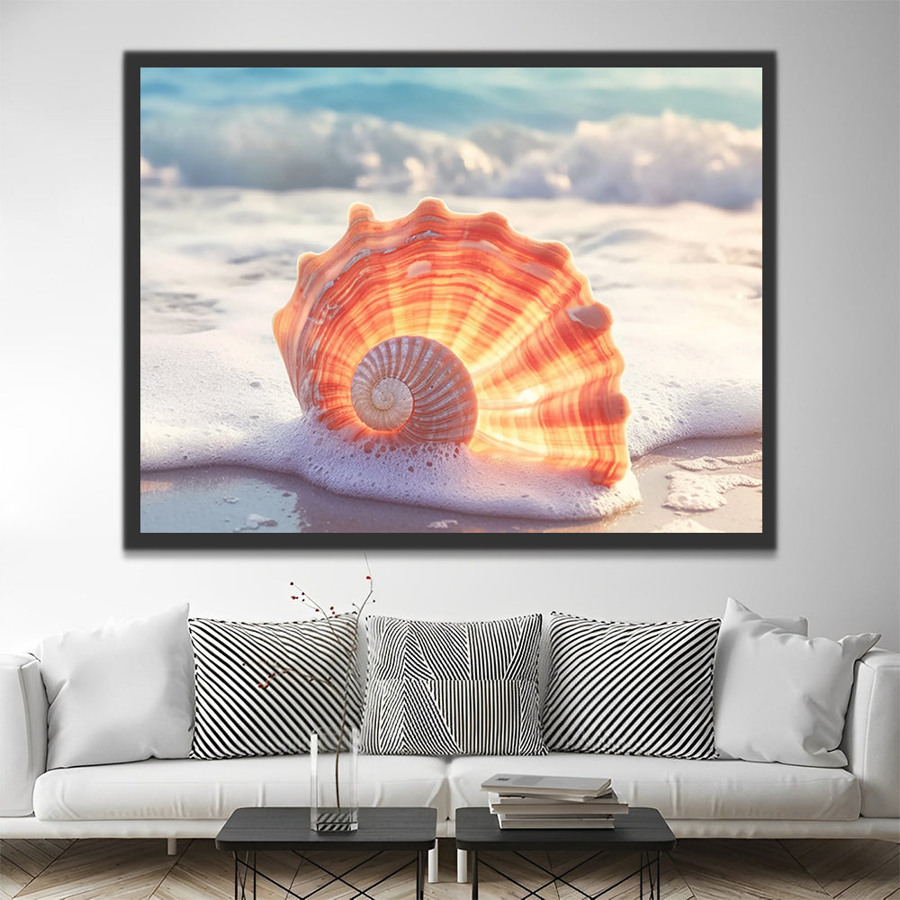 Concha de Mar en Espuma de Olas Pintar por Números