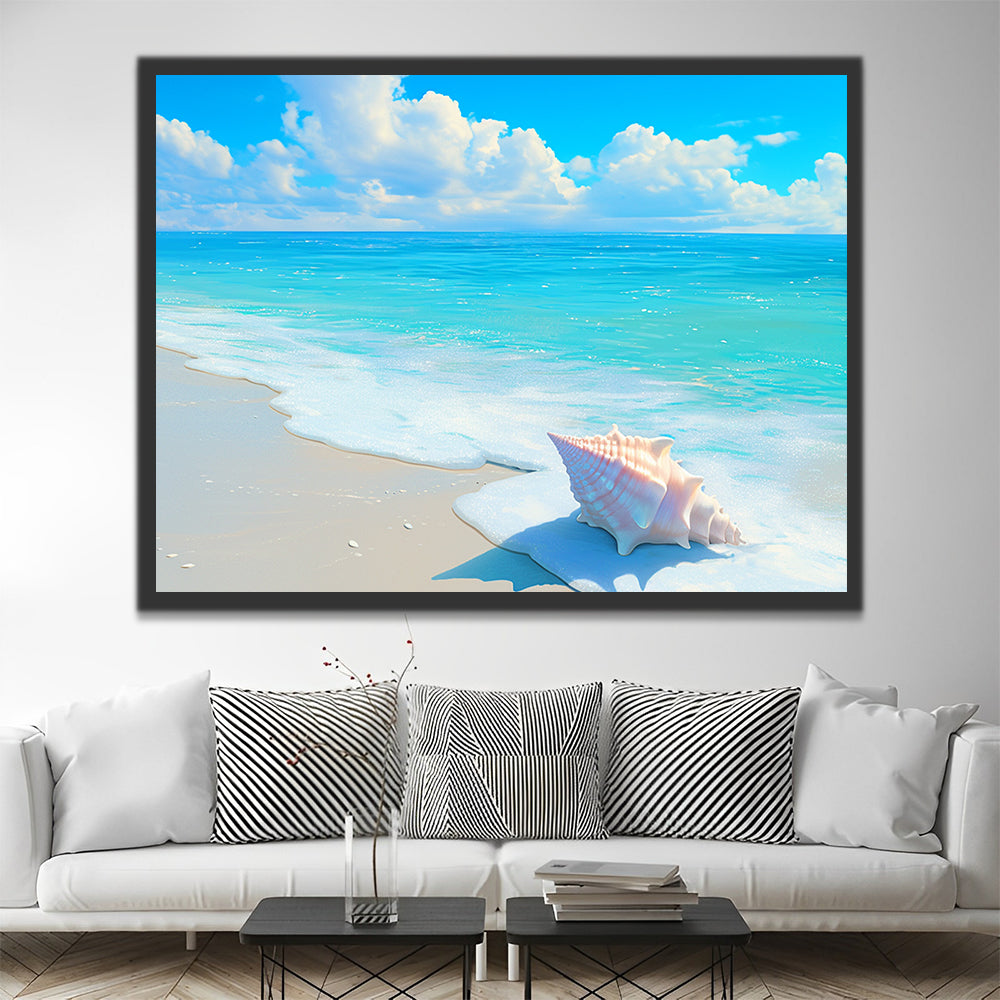 Concha de Mar en Olas de Playa Pintar por Números