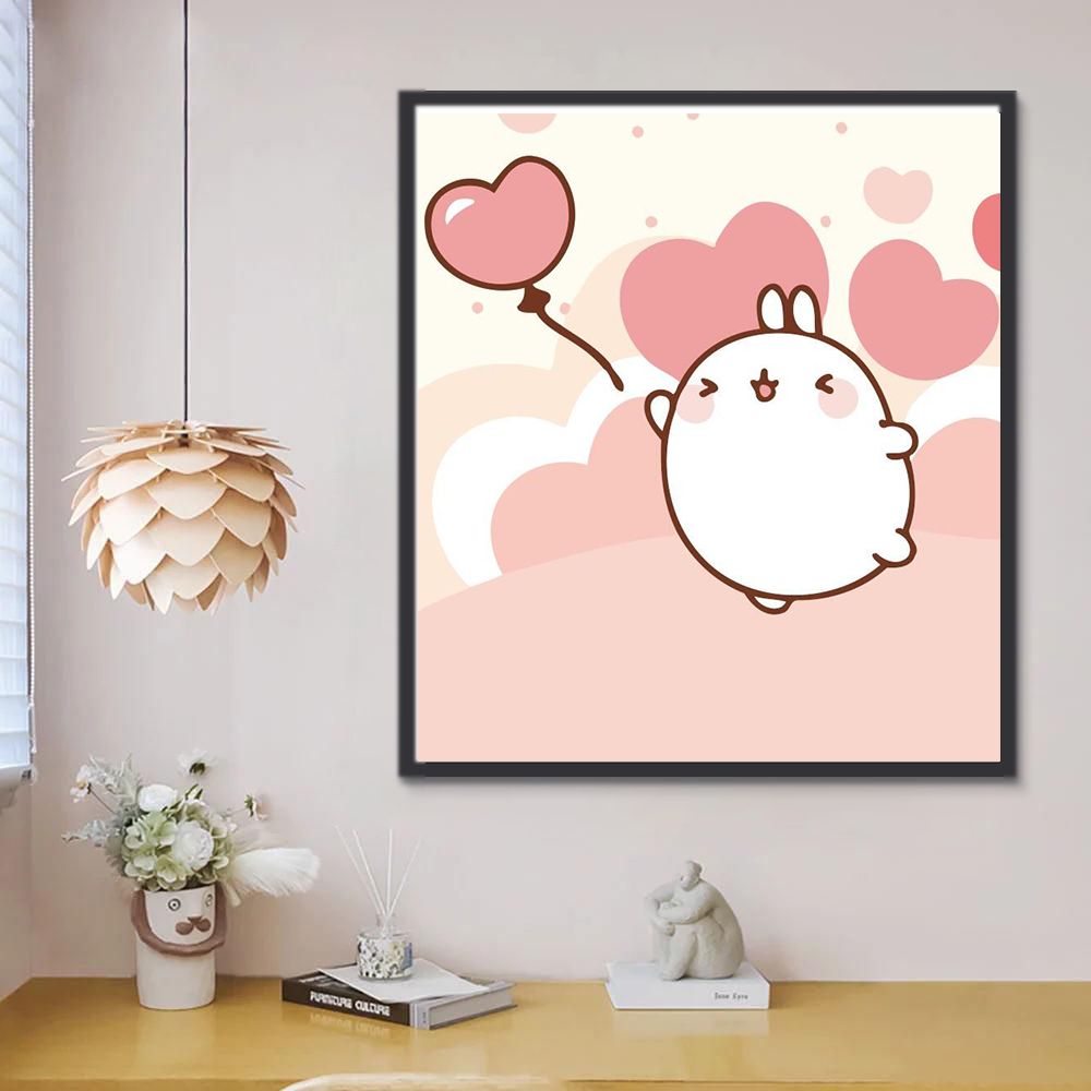 Conejo Adorable y Globo Flotando en el Cielo Pintar por Números Niños