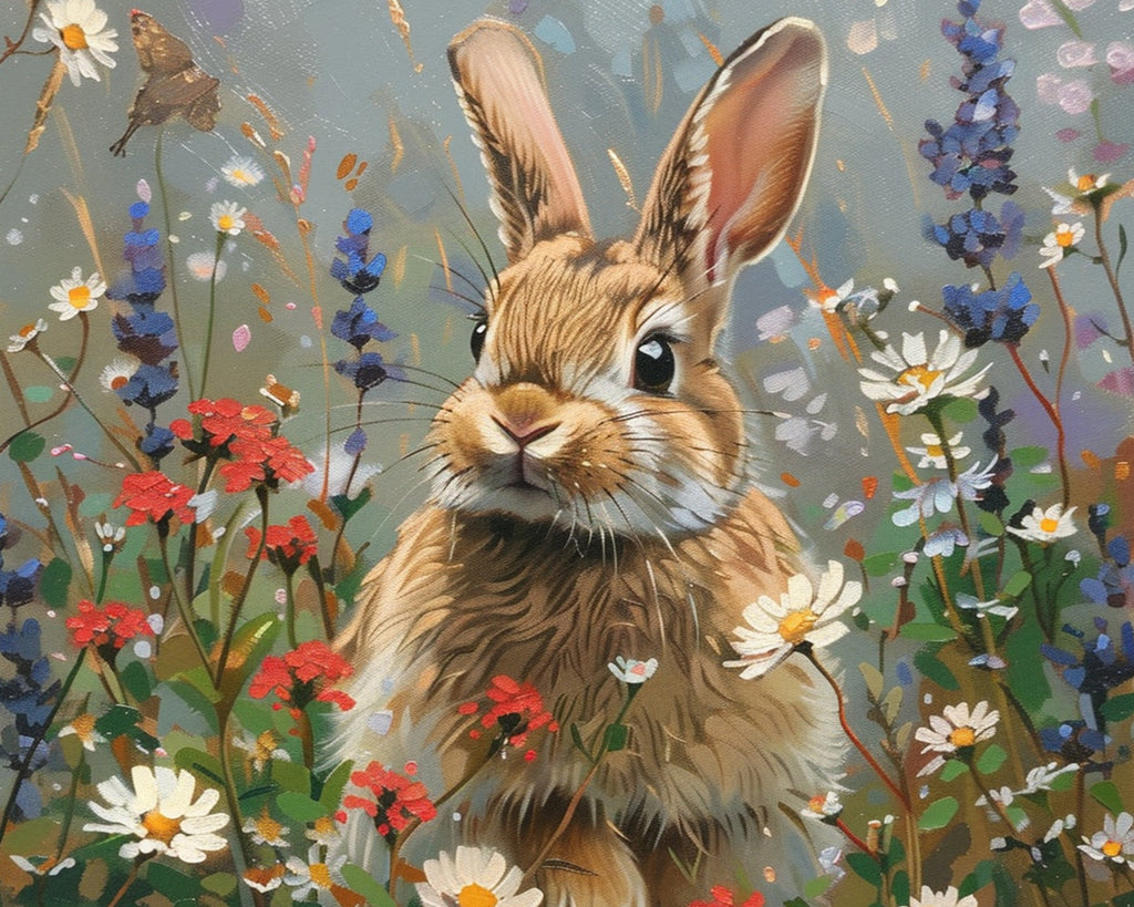 Conejo Lindo en un Prado de las Flores Pintar por Números