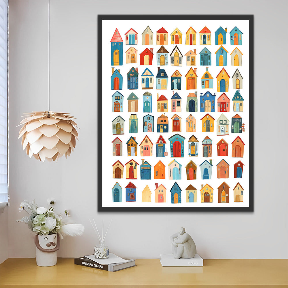 Conjunto de Casitas Coloridas Pintar por Números Niños
