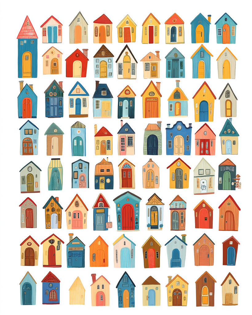 Conjunto de Casitas Coloridas Pintar por Números Niños