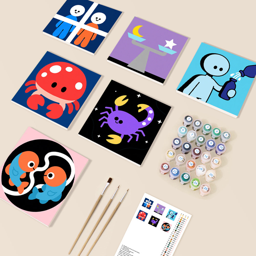 Constelaciones de Dibujos Animados 6 Partes Mini Pintar por Números