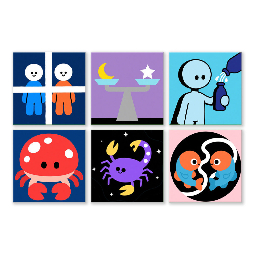 Constelaciones de Dibujos Animados 6 Partes Mini Pintar por Números