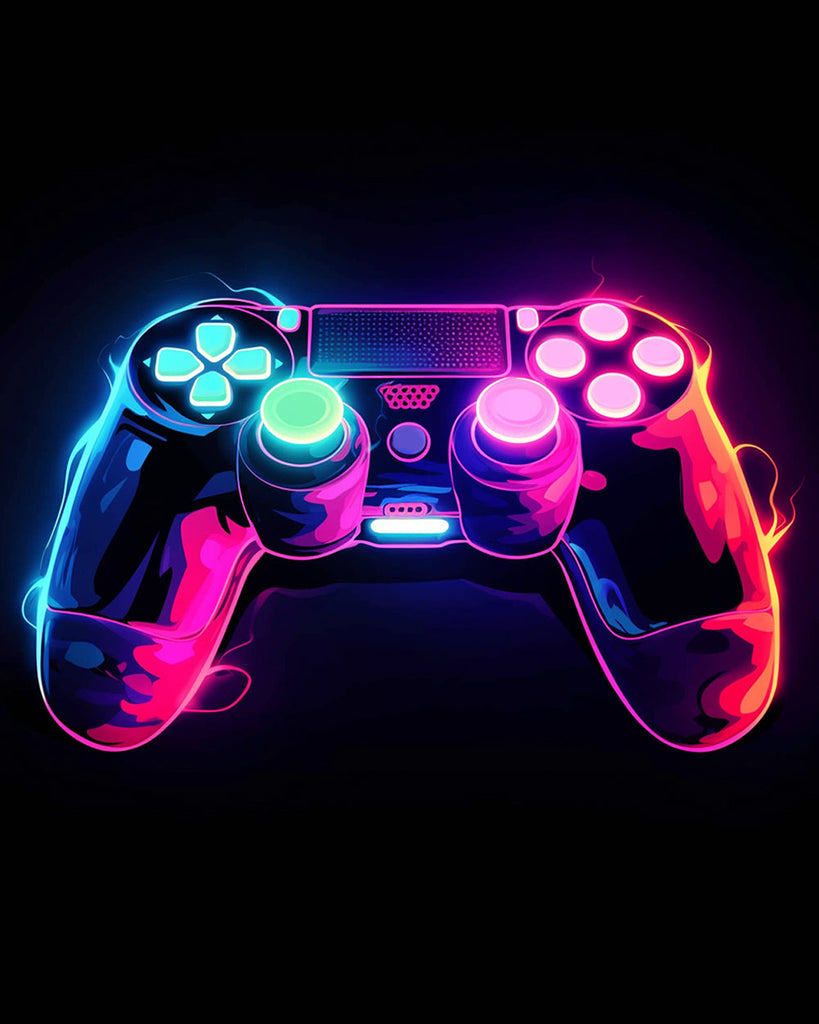Controlador de Videojuegos Colorido sobre Fondo Negro Pintar por Números