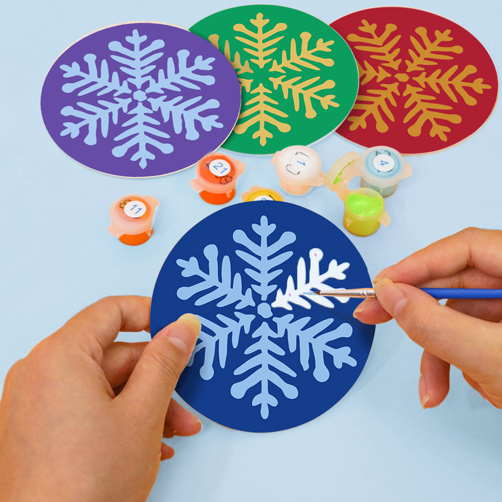 Copo de Nieve de Navidad 4 Posavasos Pintar por Números