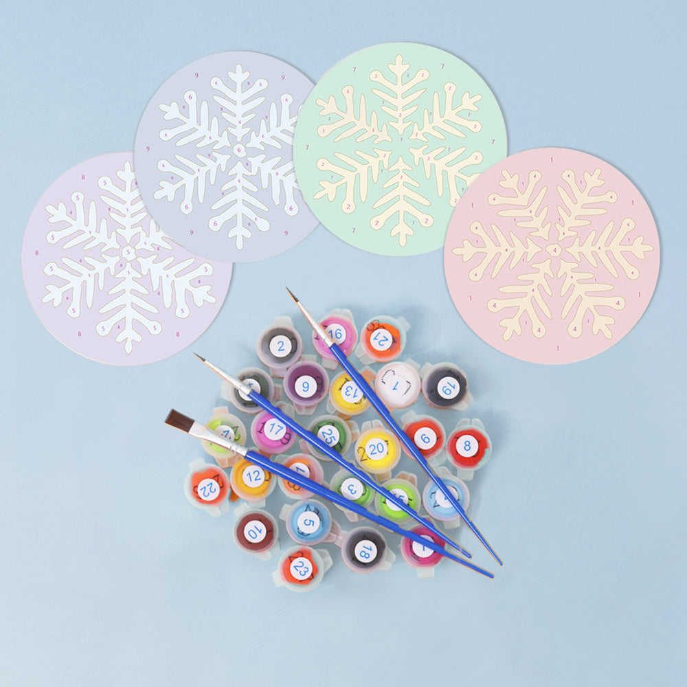 Copo de Nieve de Navidad 4 Posavasos Pintar por Números