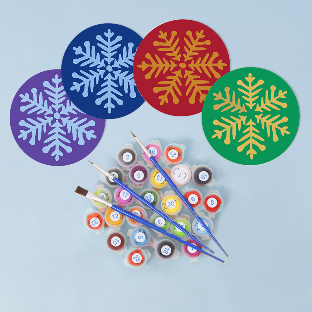 Copo de Nieve de Navidad 4 Posavasos Pintar por Números