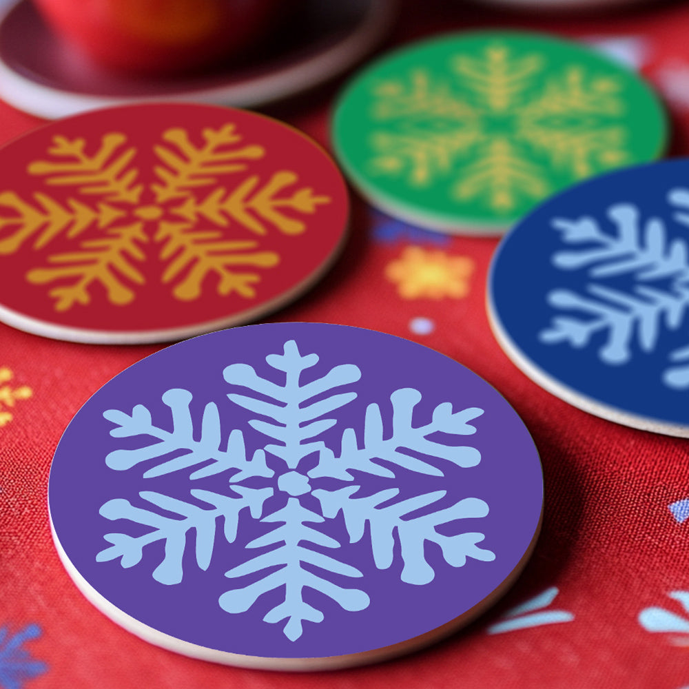 Copo de Nieve de Navidad 4 Posavasos Pintar por Números