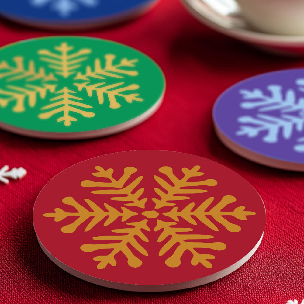 Copo de Nieve de Navidad 4 Posavasos Pintar por Números