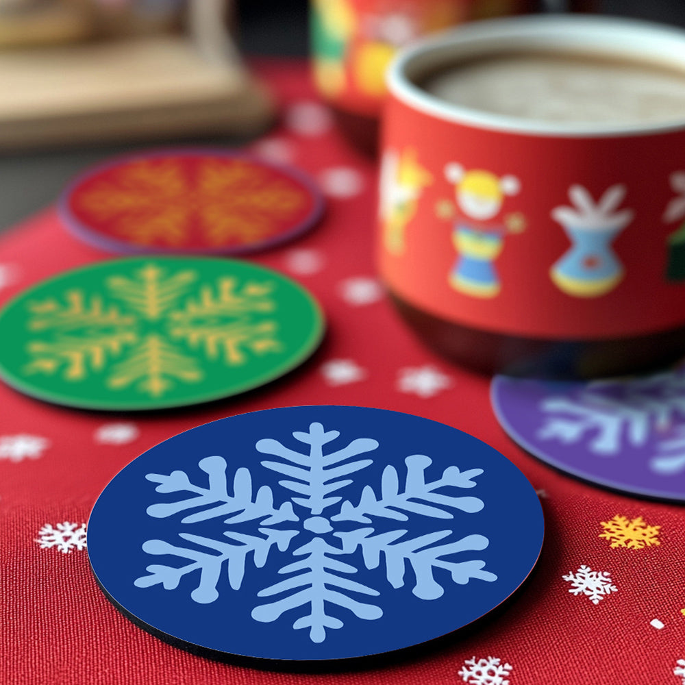 Copo de Nieve de Navidad 4 Posavasos Pintar por Números