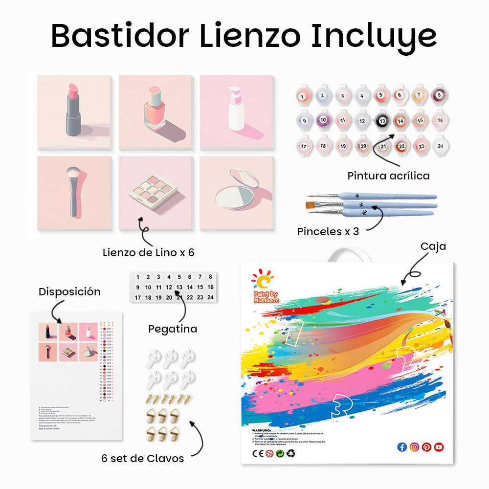 Cosméticos de Moda 6 Partes Mini Pintar por Números