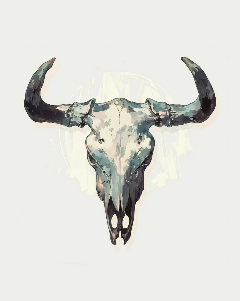Cráneo de Toro con Fondo Blanco Pintar por Números