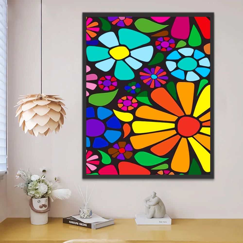 Crisantemos Sencillos de Colores Brillantes Pintar por Números Niños