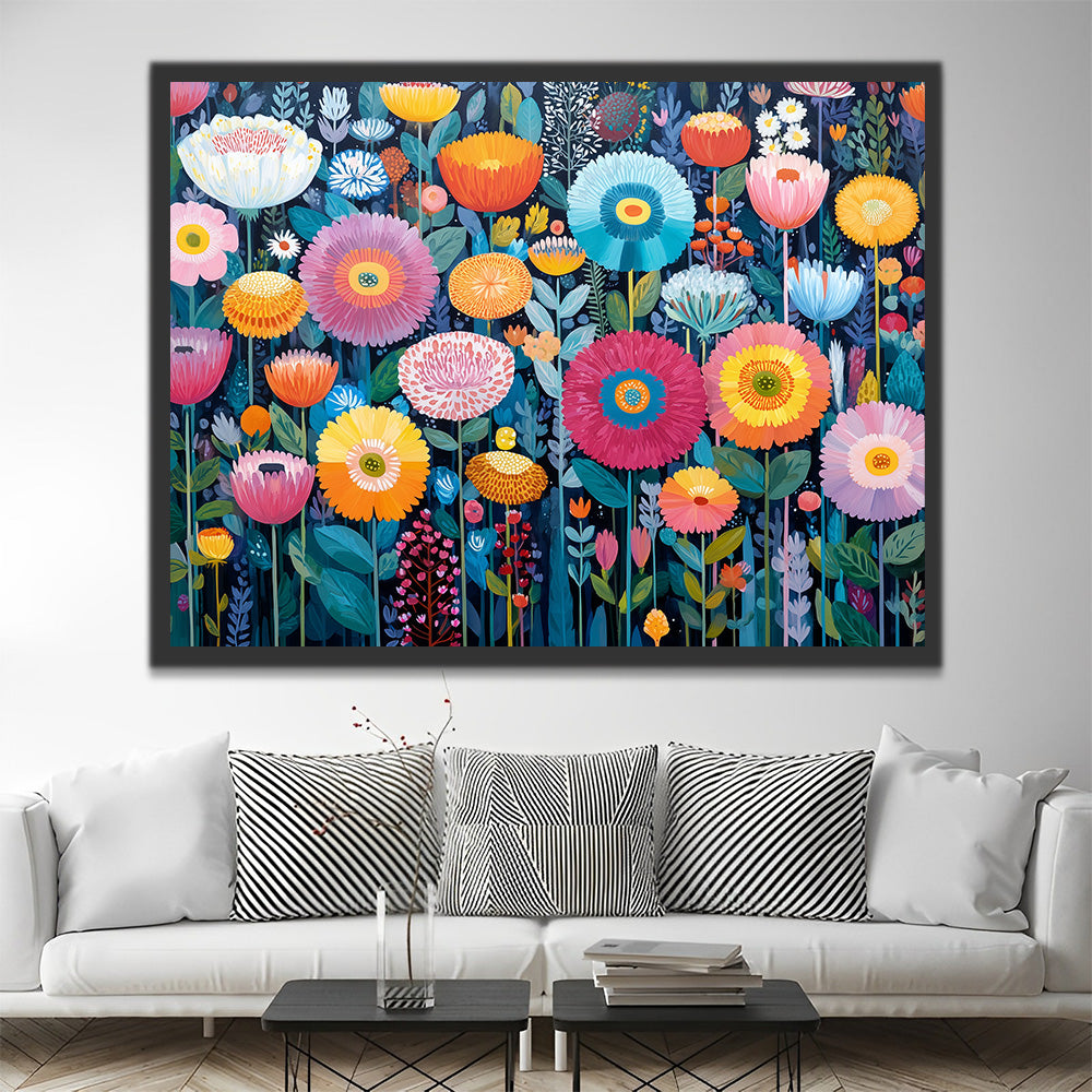 Crisantemos y Amapolas Pintar por Números
