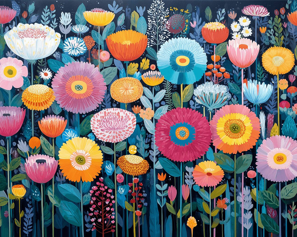Crisantemos y Amapolas Pintar por Números