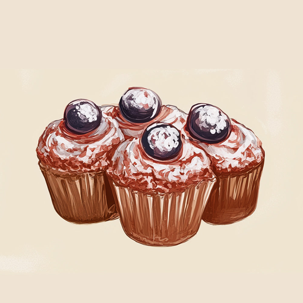 Cupcakes con Arándanos Mini Pintar por Números