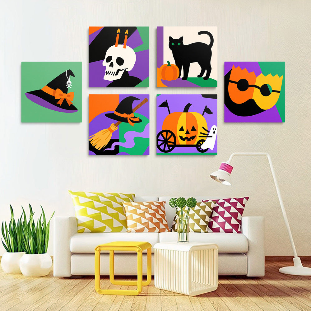 Decoraciones de Dibujos Animados de Halloween 6 Partes Mini Pintar por Números