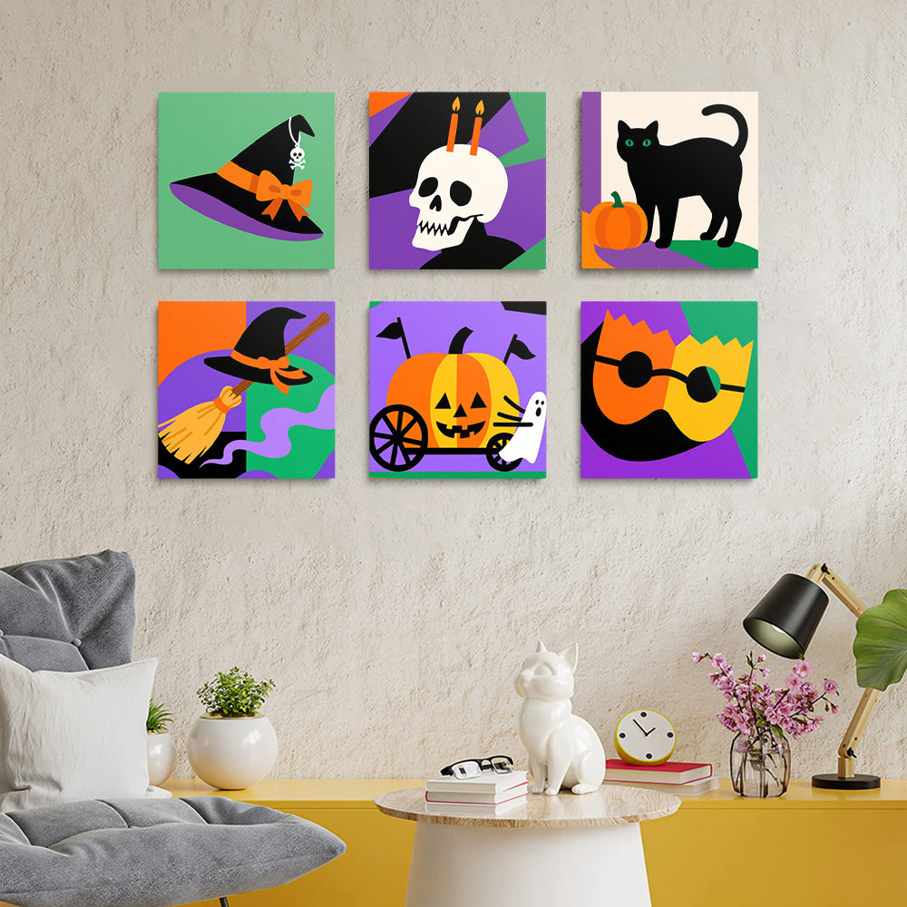 Decoraciones de Dibujos Animados de Halloween 6 Partes Mini Pintar por Números
