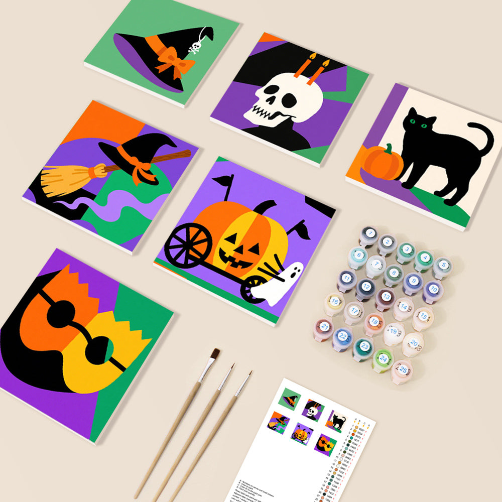 Decoraciones de Dibujos Animados de Halloween 6 Partes Mini Pintar por Números