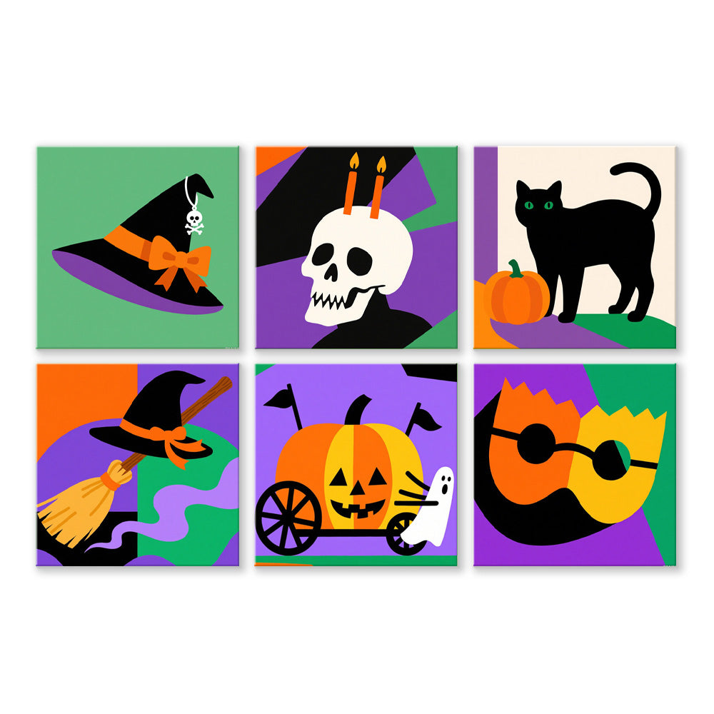 Decoraciones de Dibujos Animados de Halloween 6 Partes Mini Pintar por Números