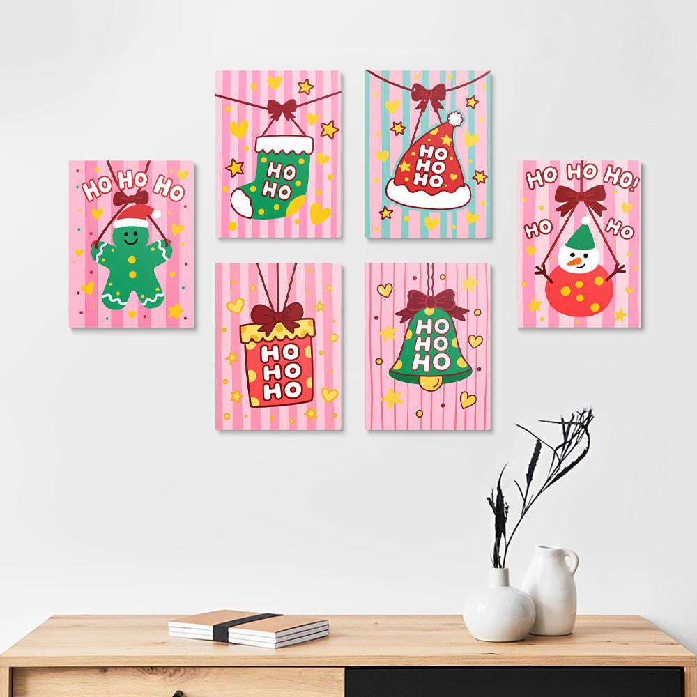 Decoraciones Navideñas Rosadas 6 Partes Mini Pintar por Números