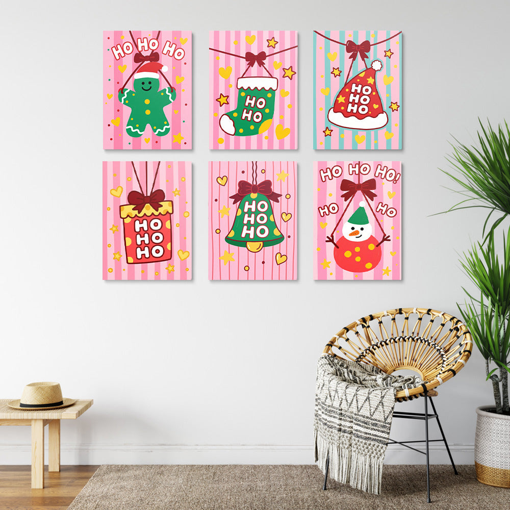 Decoraciones Navideñas Rosadas 6 Partes Mini Pintar por Números