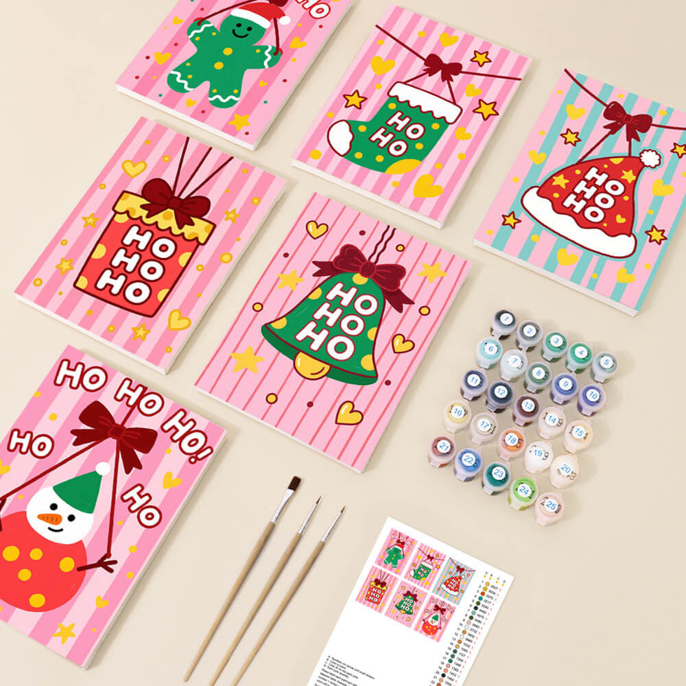 Decoraciones Navideñas Rosadas 6 Partes Mini Pintar por Números