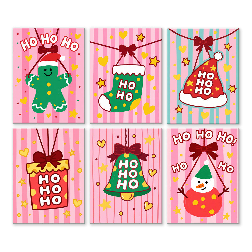 Decoraciones Navideñas Rosadas 6 Partes Mini Pintar por Números