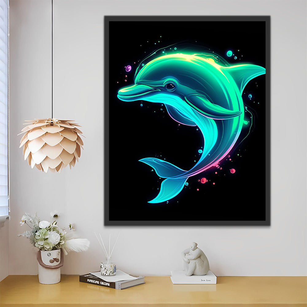 Delfín Adorable de Verde Brillante Pintar por Números