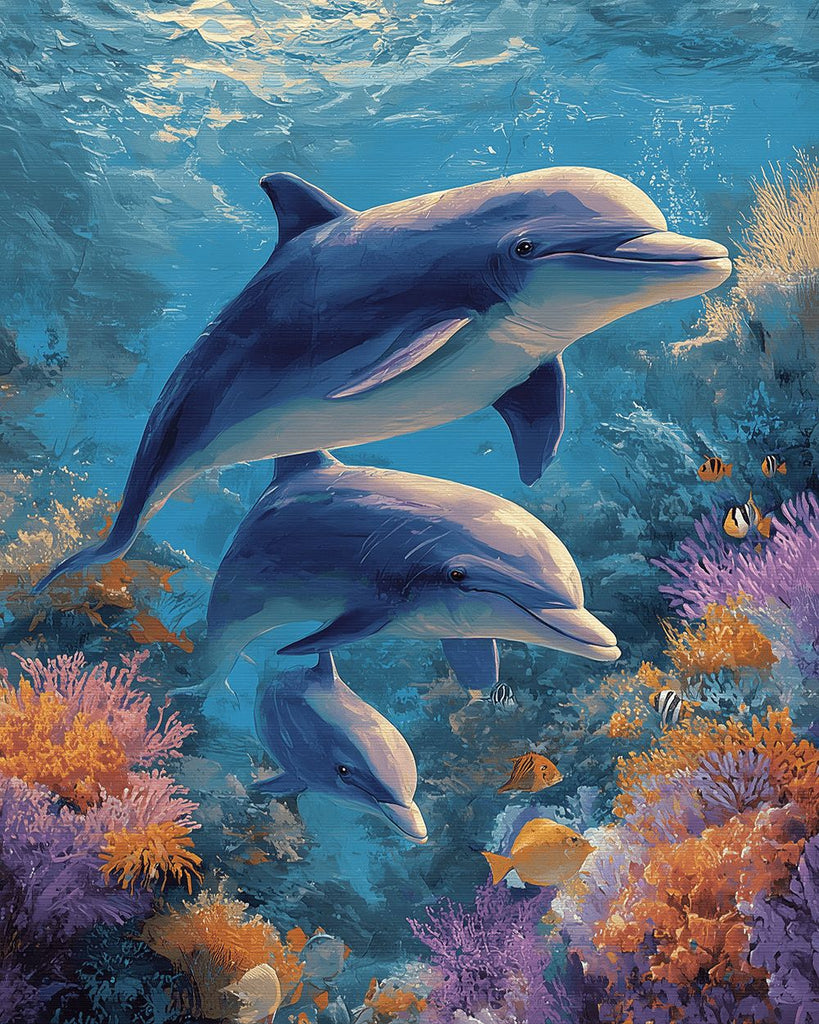 Delfines y Corales Coloridos Pintar por Números