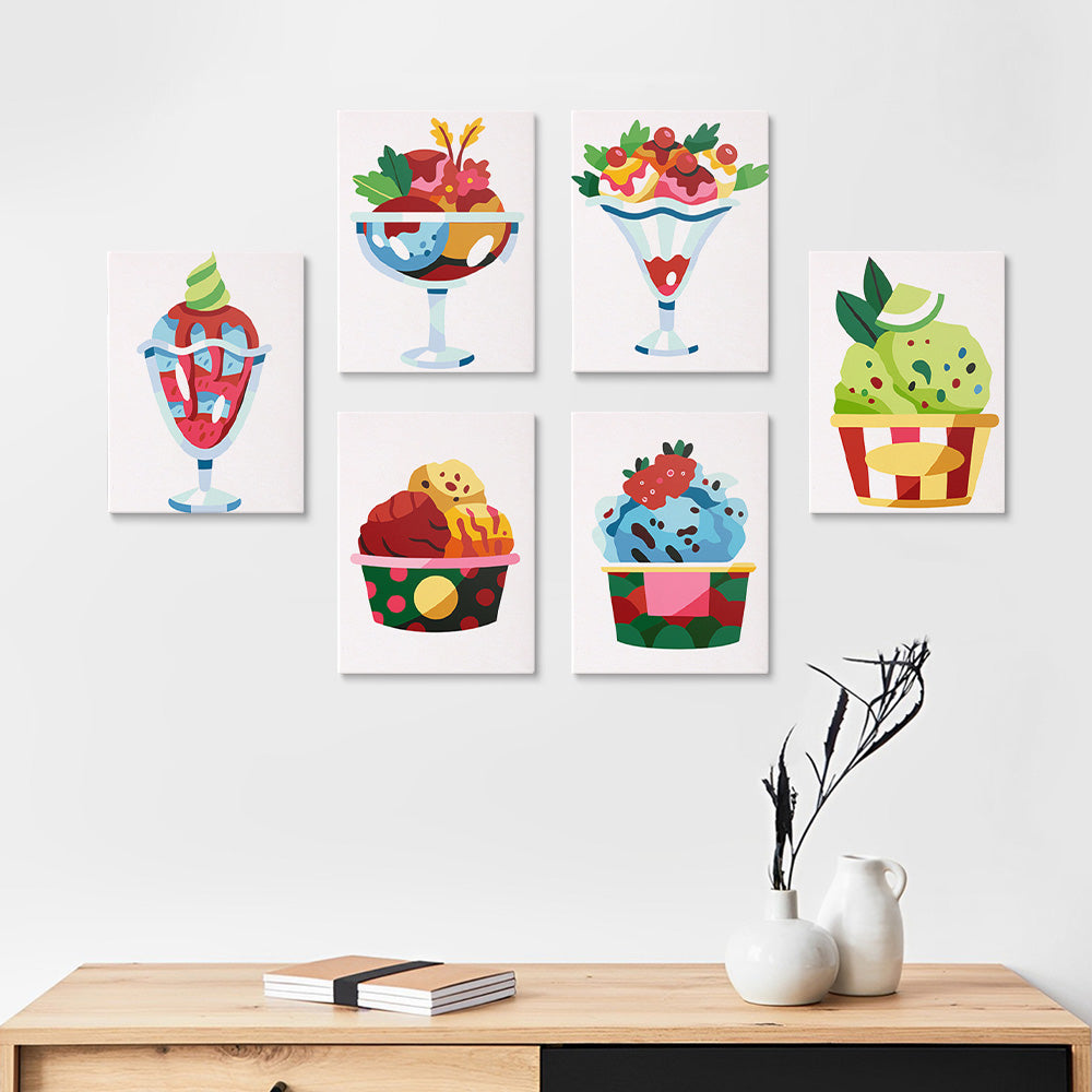 Deliciosas Bolas de Helado 6 Partes Mini Pintar por Números