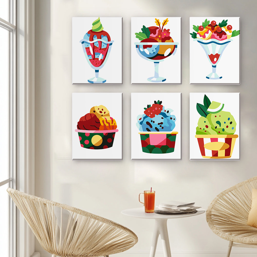 Deliciosas Bolas de Helado 6 Partes Mini Pintar por Números