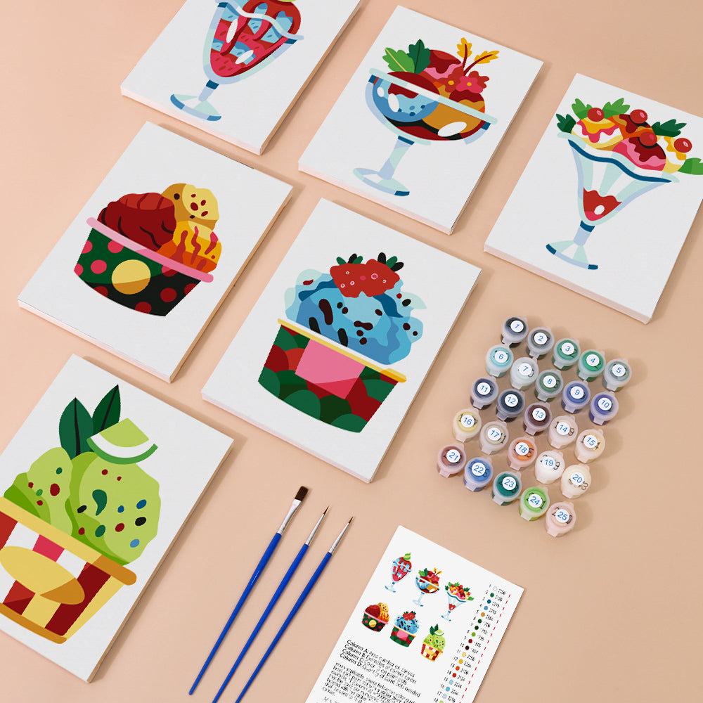 Deliciosas Bolas de Helado 6 Partes Mini Pintar por Números