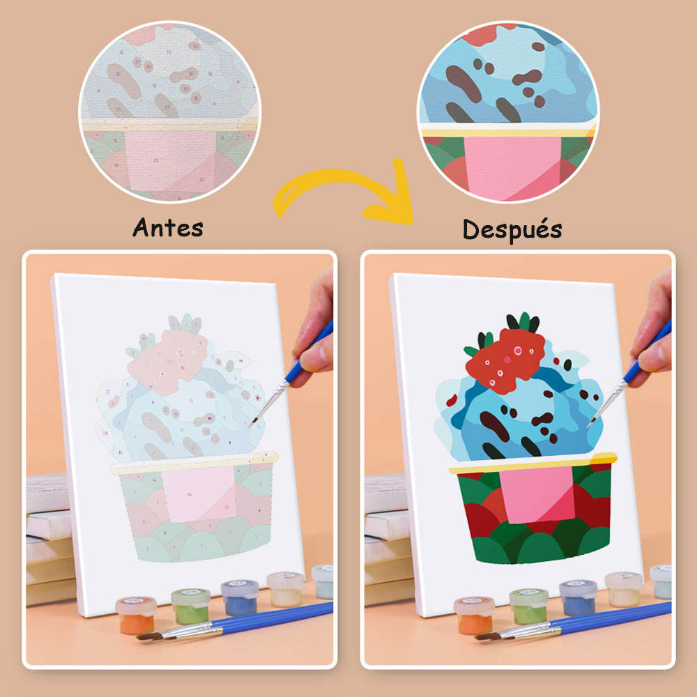 Deliciosas Bolas de Helado 6 Partes Mini Pintar por Números