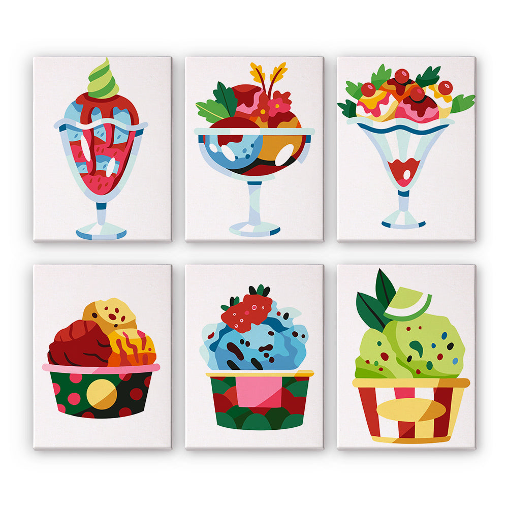 Deliciosas Bolas de Helado 6 Partes Mini Pintar por Números