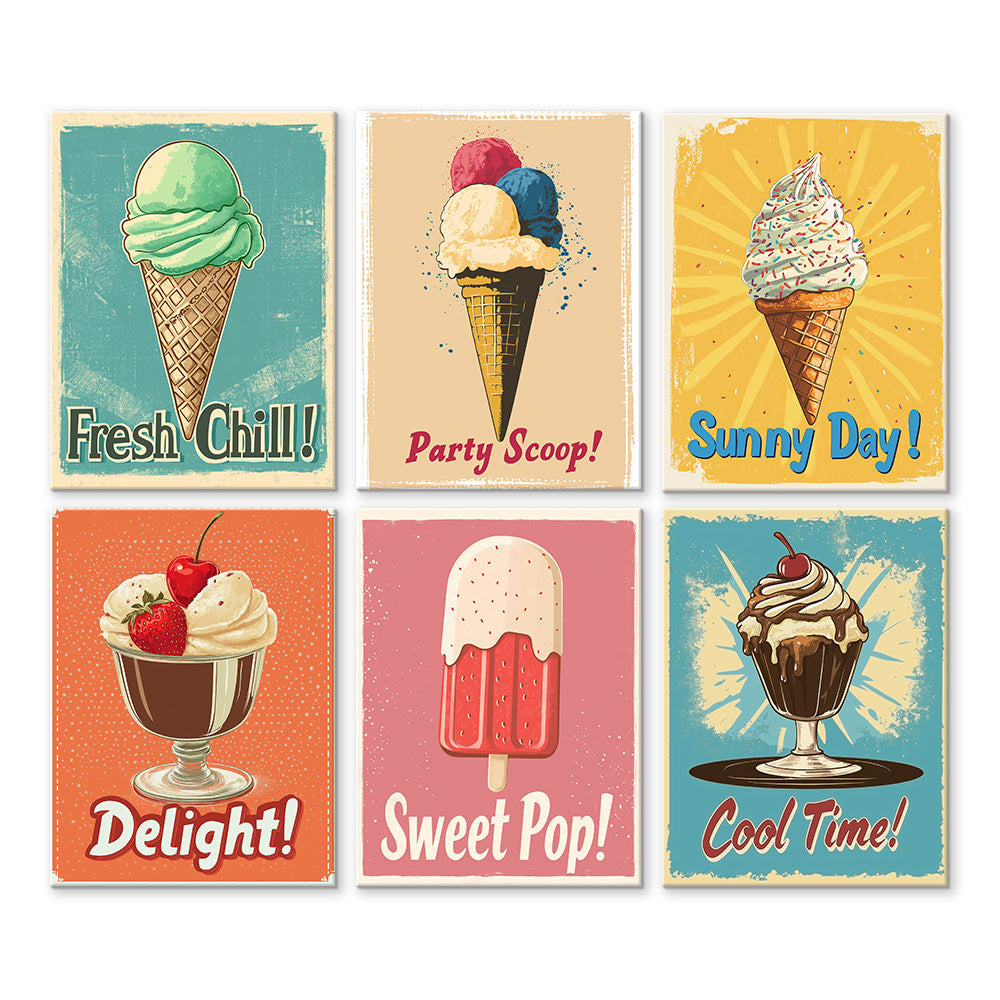 Deliciosos Conos de Helado 6 Partes Mini Pintar por Números
