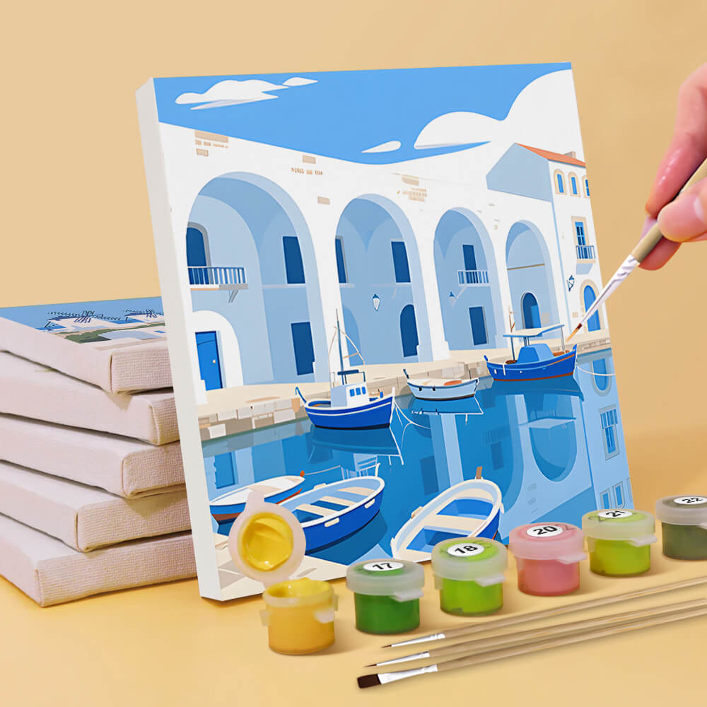 Día Soleado en Santorini 6 Partes Mini Pintar por Números